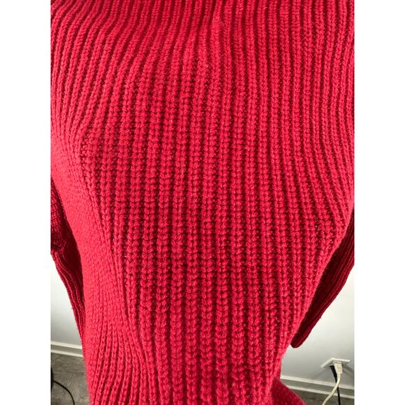 Athleta Cascades Crew Sweater Red Chunky Knit Wool Blend Size Large - Picture 12 of 12